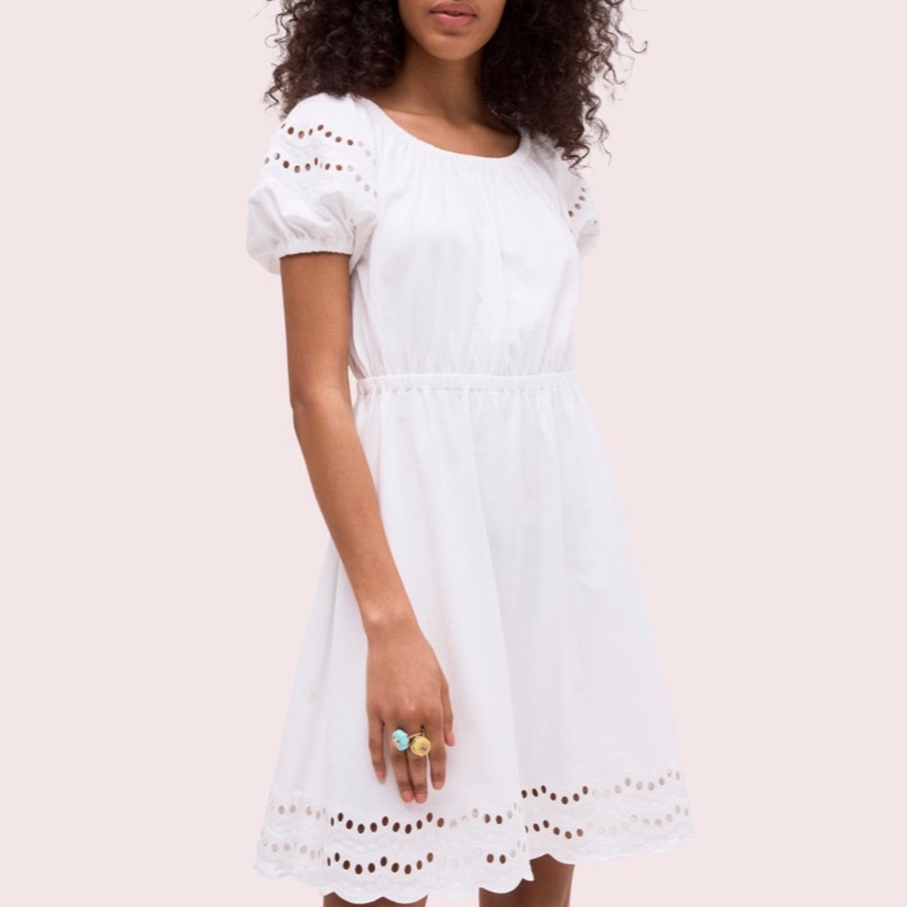 kate spade white scallop border knit dress